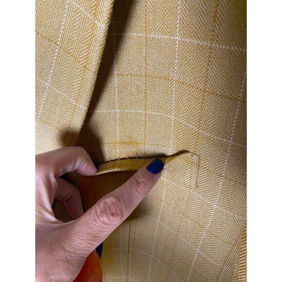 Lauren Ralph Lauren Men's Silk Blazer Sport Jacket Tan Beige Check Classic 42R - Picture 3 of 10